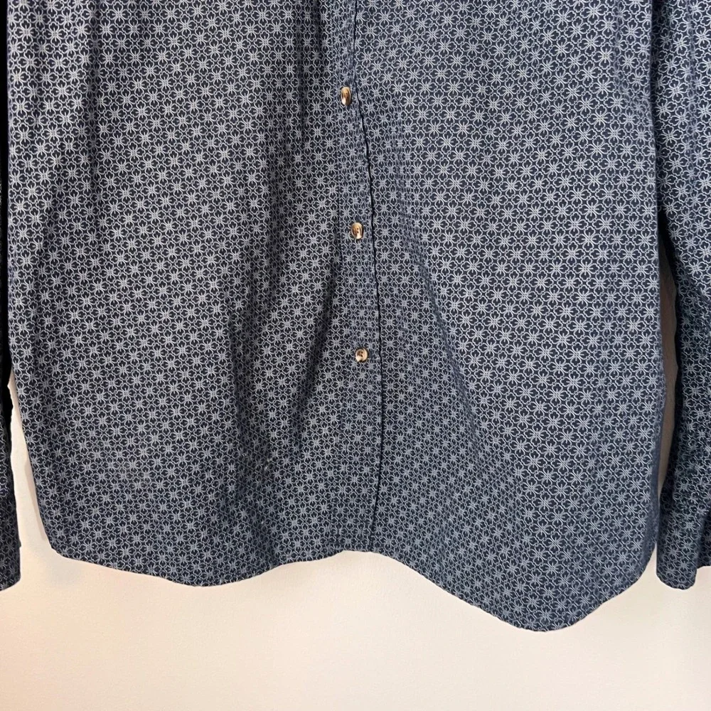 Banana Republic Untucked Fit Micro Geo Print Shirt Mens Cotton Button Down XL